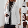 thumbnail image 1 of Women's Chic V-neck Cardigan, Solid Color Long Sleeve Knit Top, Lightweight Polyester Fabric, Button Front Relaxed Fit, Designed for Layering in Fall and Winter, 1 of 8