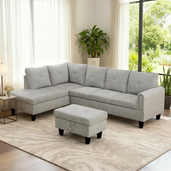 MAYEERTY Modern Adult 3-Piece Couch Living Room Sofa Set,Grey
