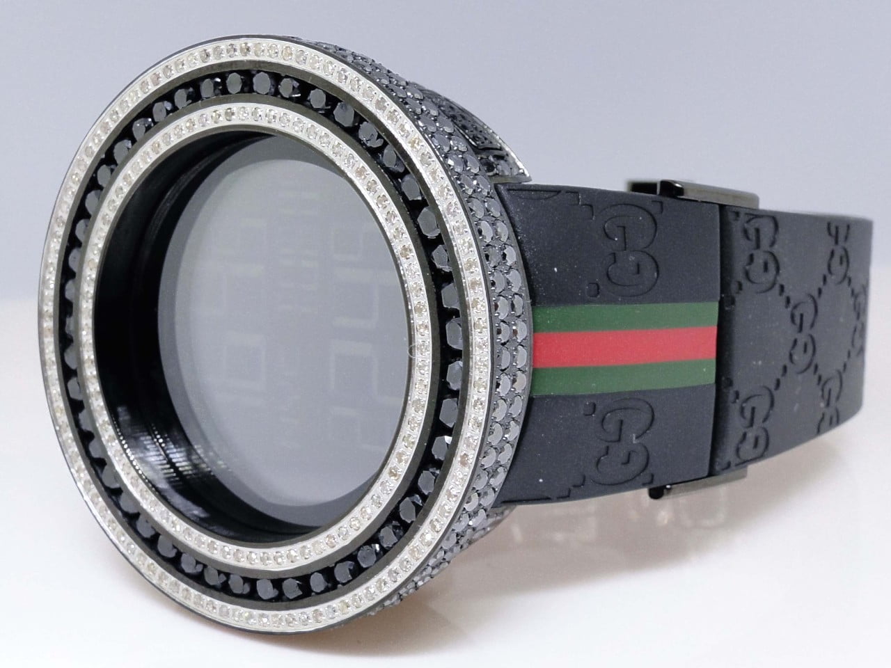gucci digital watch with diamonds