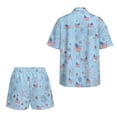 thumbnail image 5 of Xoenoiee Blue American Flag Firework Print Women's 2 Piece Outfit Cover Up Half Sleeve Blouse Shorts Set 4th of July Summer Beach Vacation Resort Wear Plus Size, L, 5 of 7