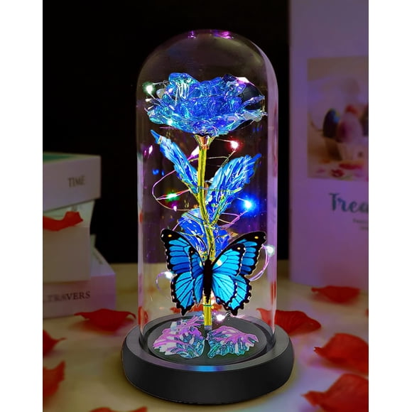 Luz LED Fvawe Galaxy Crystal con forma de rosa en forma de cúpula de cristal