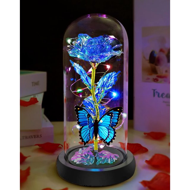 Luz LED Fvawe Galaxy Crystal con forma de rosa en forma de cúpula de cristal