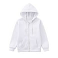 thumbnail image 4 of Gelikeya Cute Zip Up Hoodie Boys Girls Size 6-7 Long Sleeve Solid Color Sweatshirts Soft and Comfortable Hooded Fall Winter Outfits (#04 White, 6-7 Years), 4 of 5