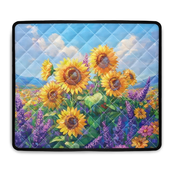 ZIATUBLES Sunflower Lavender Washing Machine Dust Cover Mat Anti-Scratch Washer Dryer Top Protector Cover Pad for Laundry Room Absorbent Heat-Resistant Kitchen Mat, 24 x 19.7 Inch