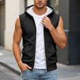 thumbnail image 2 of RUTAYY Men's Sleeveless Zip Up Hoodie Drawstring with Pocket Solid Color Casual Vest Sweatshirt Black, 2 of 6