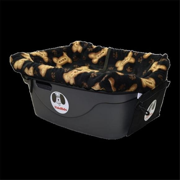 Fido Pet Products FRBLB-M Pet Car Seat - Black & Tan Bones Cover with Medium Harness