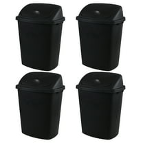 Hynomiky 4-Pack 10 Gallon Kitchen Trash Can with Swing Lid, Large Plastic Swing Top Garbage Can, Black