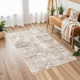 thumbnail image 5 of 2x3 Rug Ultra Soft Abstract Rug - Area Rug Stain Resistant for Living Room Non Slip Indoor Entryway Rubber Backing Carpet Bedroom Kitchen Distressed Floor Decor Mat Machine Washable 2X3 Brown, 5 of 9