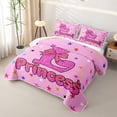 thumbnail image 3 of spefrowx Dreamy Princess L Letter Twin Quilt Set for Girls Boys, Kawaii Cartoon Stars Bow Twin Coverlet Set, 2-Piece, 3 of 7