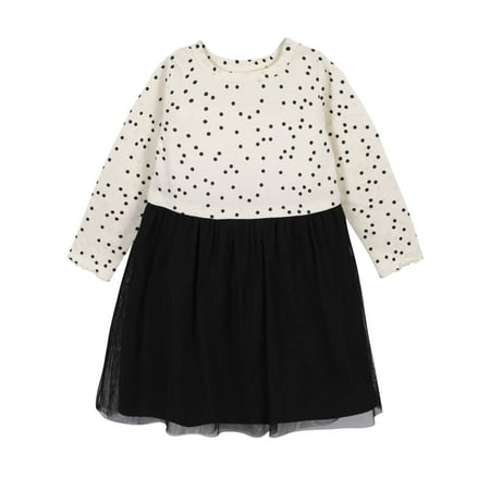 Gerber Long Sleeve Cotton Jersey Dress with Tulle Skirt Overlay (Toddler Girls)
