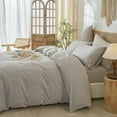 thumbnail image 3 of Washed Cotton Duvet Cover Set Linen Feel Natural Wrinkle Lightweight Comfy (King  Linen), 3 of 6