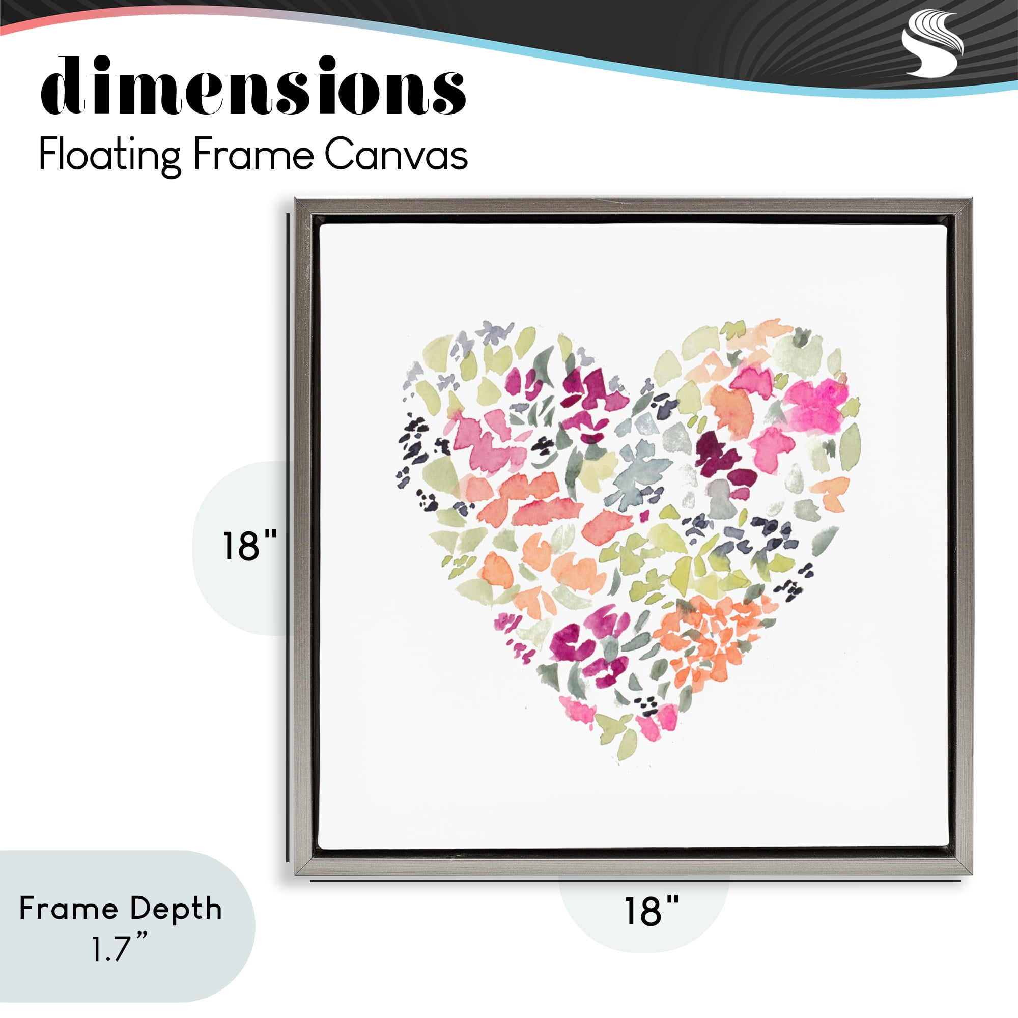 Stupell Industries Blooming Pastel Heart Gray Framed Floater Canvas Wall Art, design by Lanie Loreth