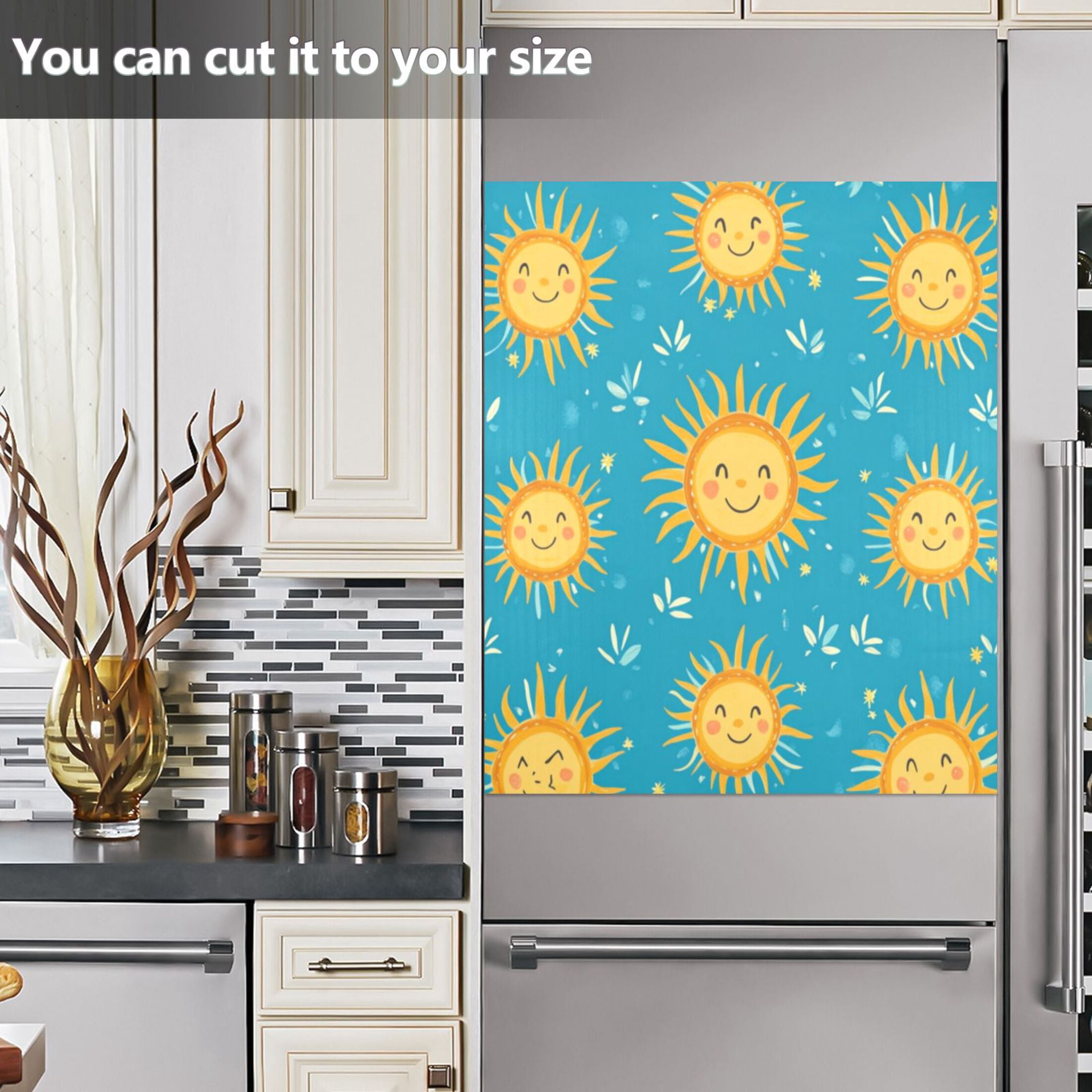 Dishwasher Magnetic Sticker 23x26 Inch Refrigerator Magnetic Sticker Washing Machine Magnetic Sticker Kitchen Panel Magnetic Sticker Home Decor Lovely Smile Sun Seamless