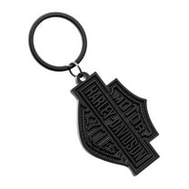 Harley-Davidson Bar & Shield Logo Knurled Pattern Metal Key Ring - Black, Harley Davidson