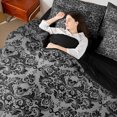 thumbnail image 4 of Homewish Vintage Damask Floral 7-Piece Bedding Comforter Set,Gothic Skull King Bedding Sets,Gray Victorian Bed Sheets For Boys Kids,Breathable Bedroom Decorative Reversible, 4 of 8