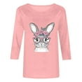 thumbnail image 4 of successthop Bunny Shirts for Women Bunny Casual 3/4 Sleeve Beach T Shirts Crewneck Shirts Spring Holiday Clothes Pink XL, 4 of 4