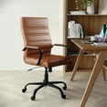 thumbnail image 4 of Flash Furniture Whitney High-Back Swivel LeatherSoft Desk Chair with Armrests, Brown/Black, 4 of 19