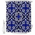 thumbnail image 2 of Blue Boho Floral,Waterproof Fabric Shower Curtain,Abstract Oriental Bohemian Flower Waterproof Fabric Shower Curtain for Bathroom Curtains Bathtubs Hotel Shower Curtains with 12 Hooks Small 36x72in, 2 of 8