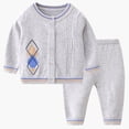thumbnail image 2 of Odeerbi Kids Boys Girls Cotton Clothes Fall Winter Thermal Outfits Set Children's Casual Cute Lace Breasted Warm Shirt Pants Two-piece Set Long Sleeve Round Neck Top Set Gray, 2 of 4