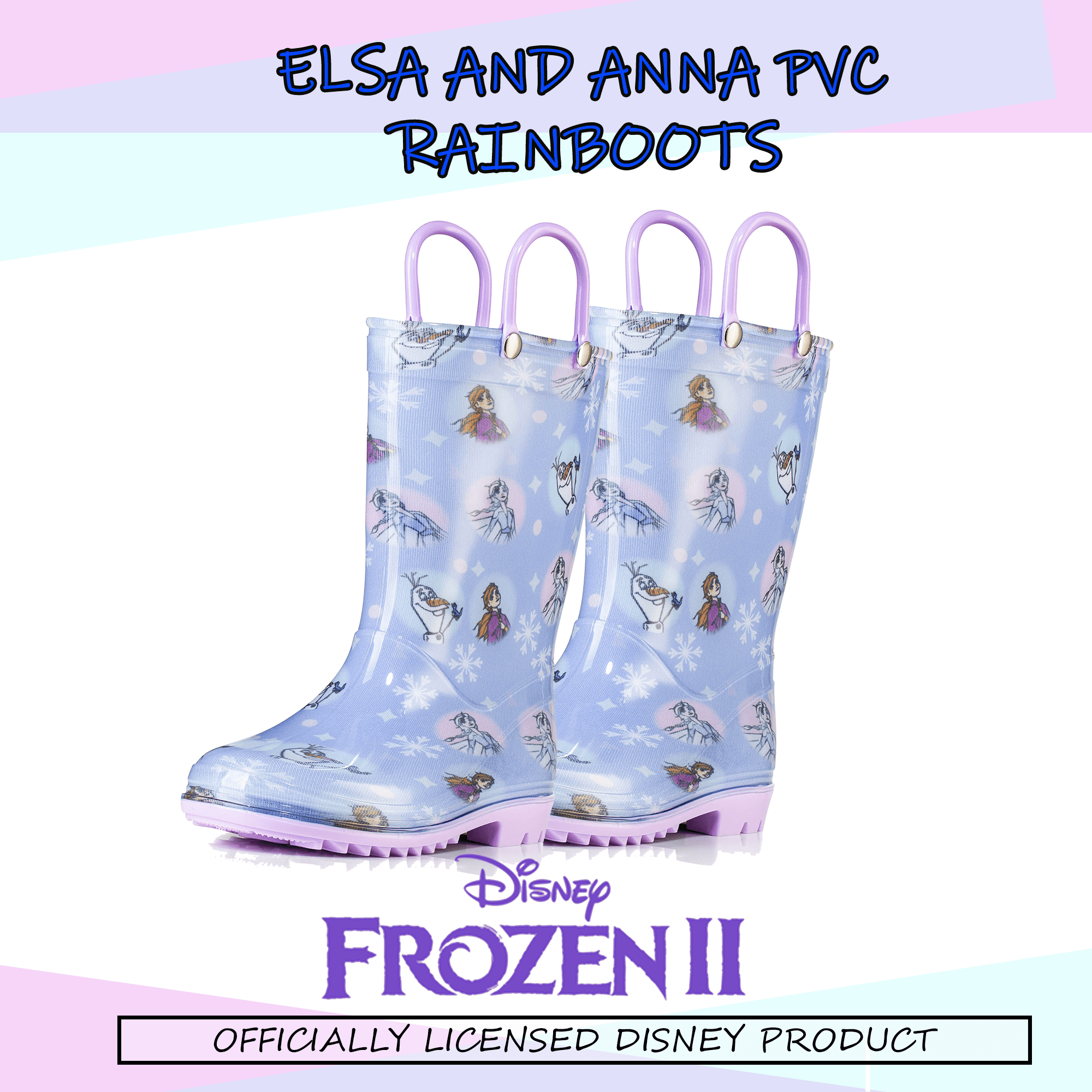 Disney Girl's Shoes Waterproof Rain Boots Mid Calf, Round Toe Purple, 6