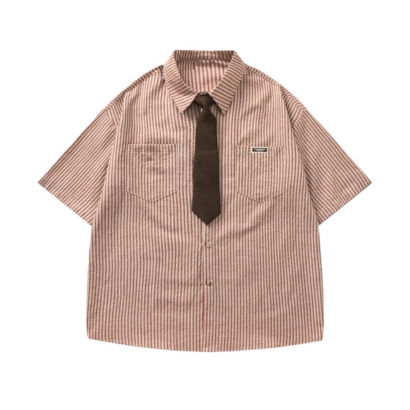 Gspmoly Oversized Tshirts for Men, Men'S Vintage Casual Stripe Button Lapel Fashion Long Sleeve Shirt Men Top Weekly Deals