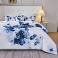 thumbnail image 6 of Koniroom 8Pcs Blue White Watercolor Floral Bedding Comforter Set Queen Size, Reversible Soft Microfiber Bed In a Bag with Pillowcases Shams Sheets, 6 of 8