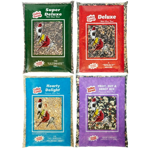 Valley Farms Premium Bird Lover Gift Bundle Wild Bird Food (Pack of 4)