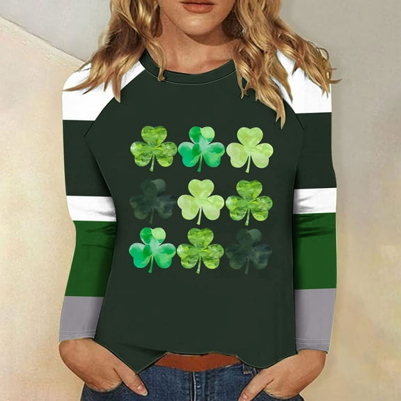 xixinqiwan Womens St Pats Funny T Shirts,Women's Funny Irish Tee Shirts Shamrock Green T Shirts Women Vintage Graphic Tees Tops on