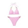 thumbnail image 4 of Staron Women's Bikini Swimsuit Set Push Up Padded Triangle Two Piece High Cut Bathing Suit for Beach Vacation Pool Party, Pink M, 4 of 7