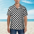 thumbnail image 4 of Checkerboard-Black & White Hawaiian Shirts For Men, Summer Short-Sleeve Relaxed-Fit Button-Down Shirts Large, 4 of 9