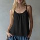 thumbnail image 4 of Blusas Tipo Camisola para Mujer - Tops de Tirantes Finos con Fruncido Al Frente para Viaje, Vacaciones, Playa, Tops de Verano Casuales, Cuello Redondo, Camisetas sin Mangas Tipo Cami B-Black XXL, 4 of 7