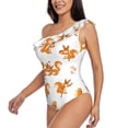 thumbnail image 5 of Daiia Squirrel Playing Women's One Piece Swimsuits Personalized One Shoulder Swimwear Asymmetric Ruffle Bathing Suits-XX-Large, 5 of 8