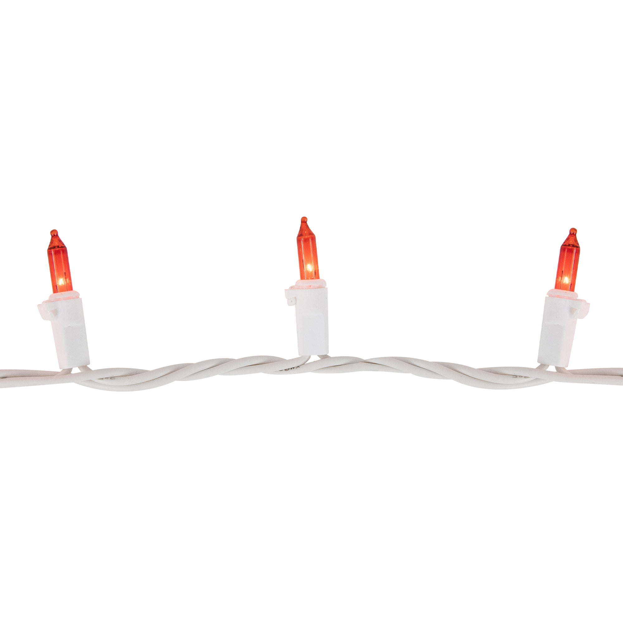 Set of 100 Orange Mini Christmas Lights 2.5" Spacing - White Wire