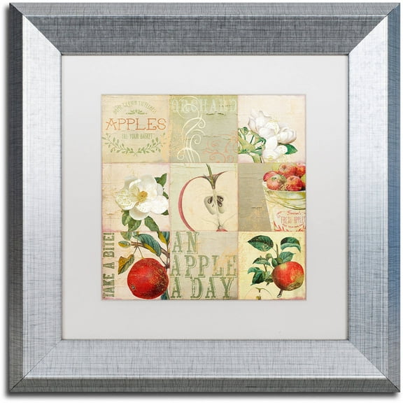 Trademark Fine Art "Apple Blossoms III" Canvas Art by Color Bakery White Matte, Silver Frame