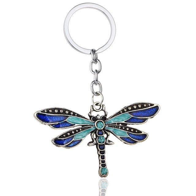 Llavero con forma de libélula, colgante con forma de libélula, llavero con cadena brillante, colgante para bolso, decoración, regalo de vacaciones
