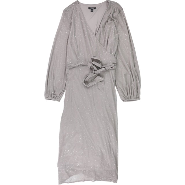 Vestido Alfani cruzado brillante para mujer gris mediano