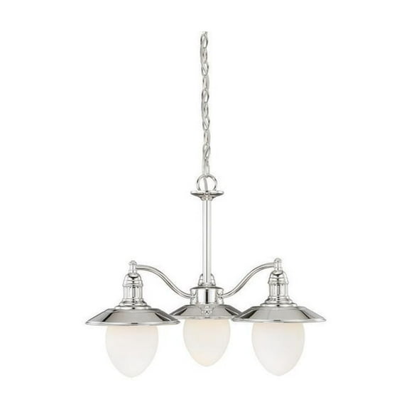 3 Light Chandelier - Nickel Finish, Frosted Glass - Adjustable Height - Dimmable - Kitchen, Dining Room Lighting