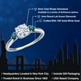 thumbnail image 2 of Gem Stone King 10K White Gold White Moissanite and Blue Diamond 3-Stone Ring for Women | 1.00 Cttw | Round 6MM | Gemstone Birthstone | Size 5, 2 of 6