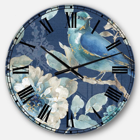 Designart 'Indigold Bird Cottage Family III' Traditional wall clock