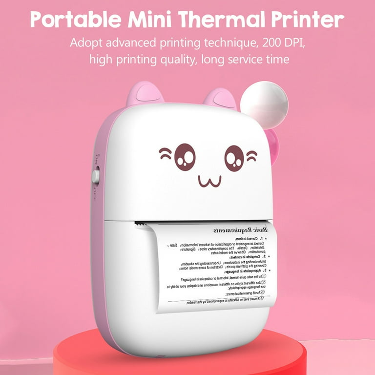 Portable Mini Pocket Printer BT Thermal Printer with Thermal Printing Paper  USB Cable for Note Photo Document Printing Blue 