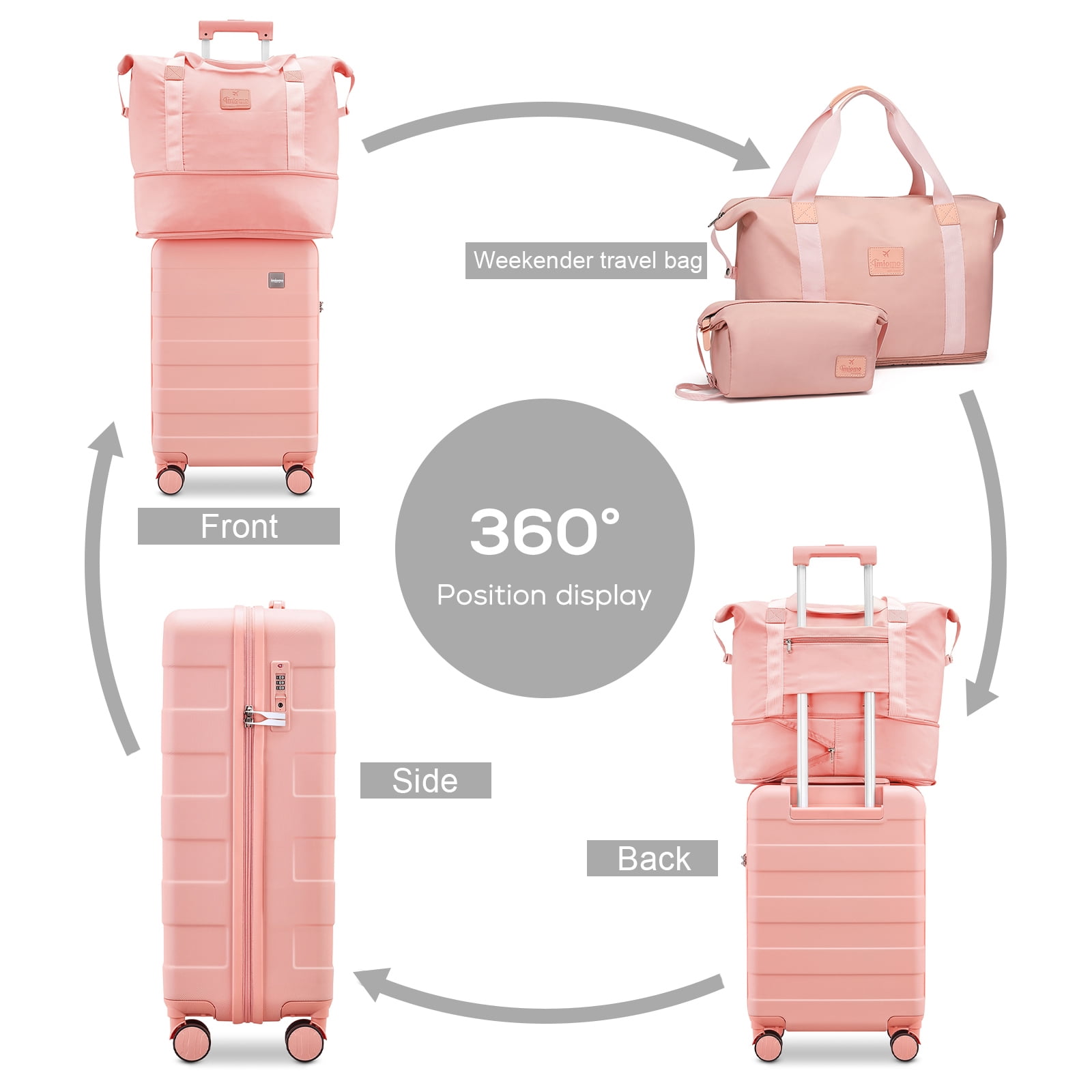 Imiomo 3Piece CarryOn Luggage Set, 20in Hardshell Suitcase with Spinner Wheels, TSA Lock, and Rollin(图2) Imiomo 3Piece CarryOn Luggage Set, 20in Hardshell Suitcase with Spinner Wheels, TSA Lock, and Rollin(图2)