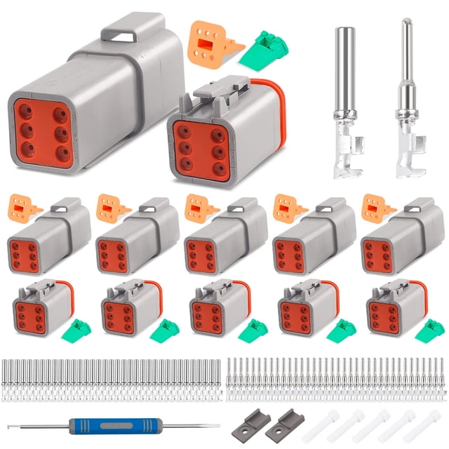 Kit de conectores alemanes JRReady de 6 pines, serie DT, resistente al agua