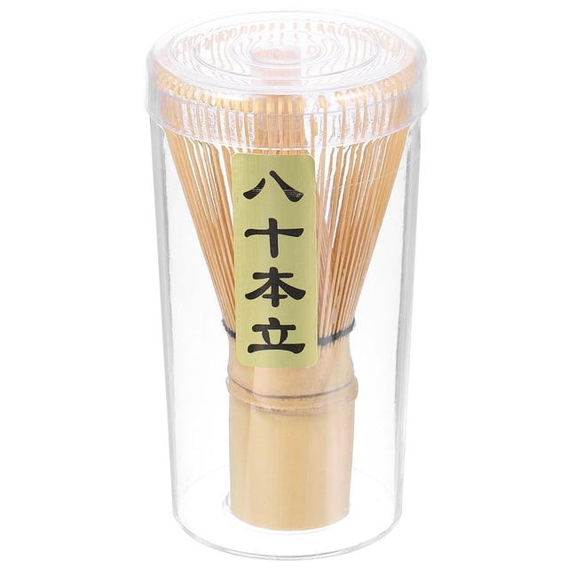 Batidor de Té Verde Matcha Uxcell 80 Puntas Batidor Tradicional de Bambú Chasen Herramienta para Preparar Polvo de Matcha, Amarillo