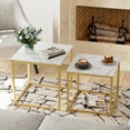 thumbnail image 4 of Coffee Table Set of 2, Modern Gold Wooden Side Table, Metal Frame Square End Table, Center Tables,Nesting Coffee Table for Living Room,Bedroom and Small Spaces, 4 of 11