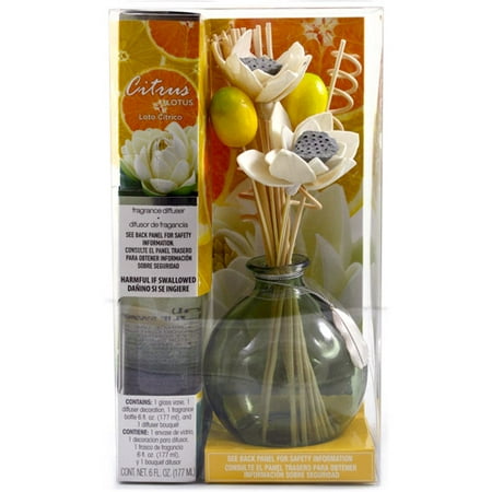Fragranced Reed Diffuser With Decorative Reeds 6 Oz Citrus Lotus Fragrance