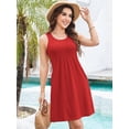 thumbnail image 4 of Vestidos de verano Kikibell para mujer, vestidos casuales con bolsillos, vestido de playa, trajes de vacaciones, rojo, M, 4 of 9