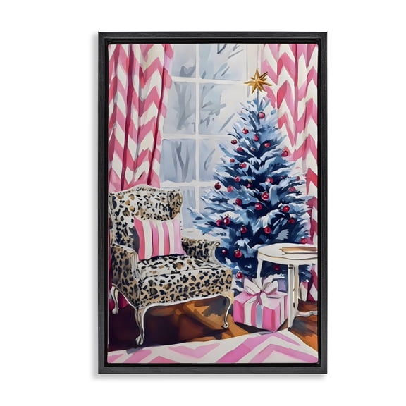 Stupell Industries Contemporary Trendy Glam Christmas Black Floating Frame Canvas Art, 17 x 25, by Arlington Prints