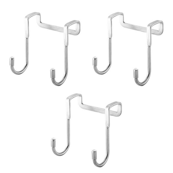 Troglfold Door Hanging Hooks Over Cabinet Drawer Double Hooks: 3Pcs Stainless Steel Utility Hooks,2.95"X2.56"X0.98"