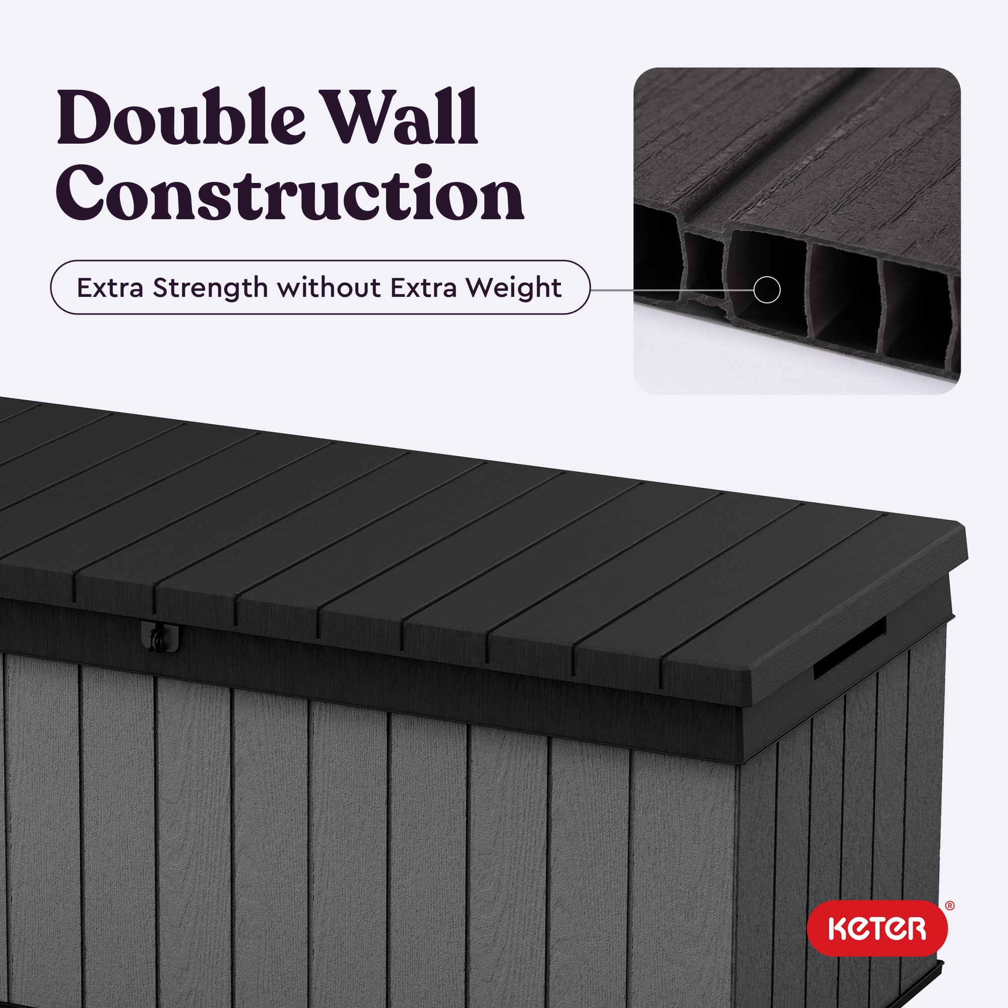 Keter Darwin 100 Gallon Large Resin Deck Box for Patio Outdoor Storage, Grey