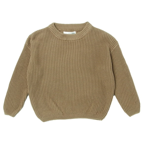 Lolmot Baby Girl Boy Oversized Knit Sweater Crewneck Pullover Sweatshirt Solid Warm Long Sleeve Tops Blouse